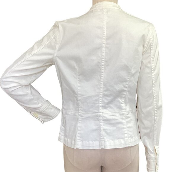 Talbots Stretch 8 Cotton Denim Button-Up Jacket Pockets Ivory/Cream 34Q - Picture 5 of 8